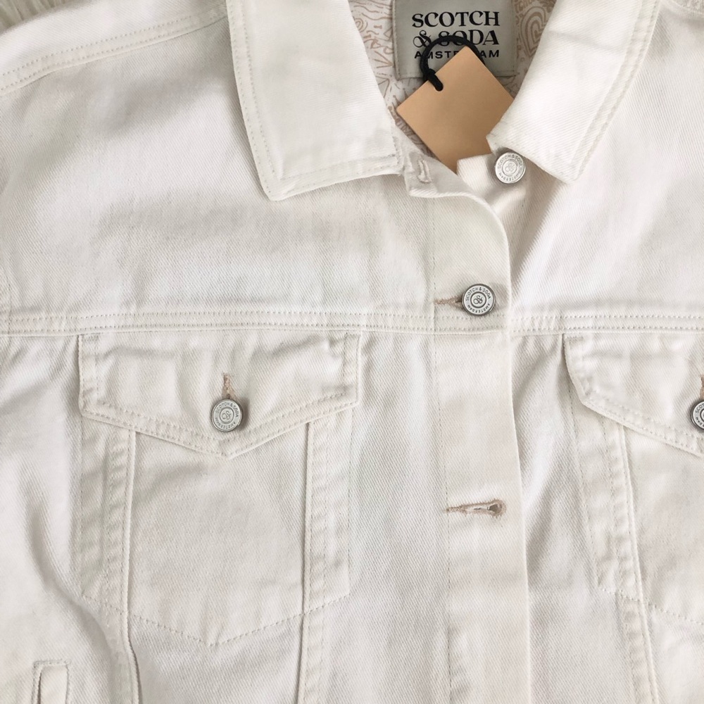 NWT Scotch & Soda 100% Cotton Off-White Denim Jacket XL - Picture 4 of 13